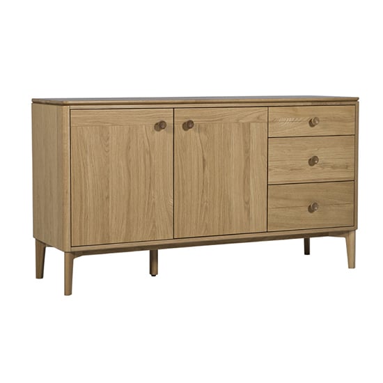 Product photograph of Hazel Wooden Sideboard With 2 Doors 3 Drawers In Oak Natural from Furniture in Fashion