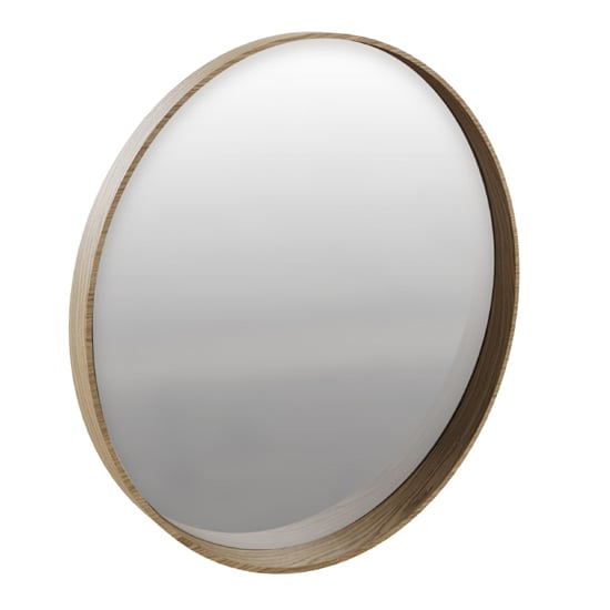 Product photograph of Hazel Wooden Wall Mirror Round In Oak Natural from Furniture in Fashion