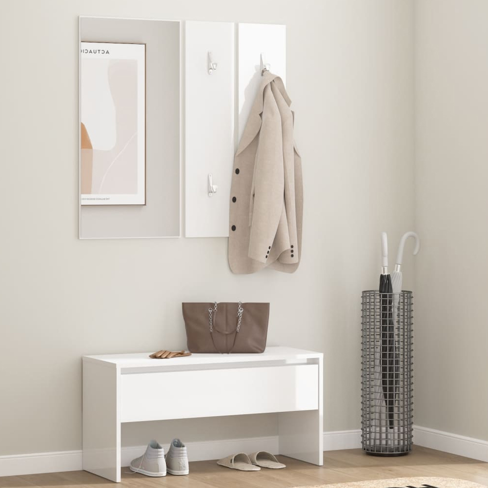 Read more about Hazen high gloss 4 piece hallway furniture set in white