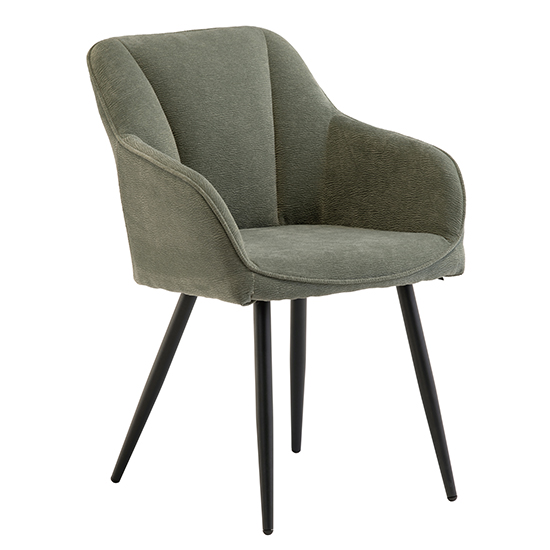 Hazen Mint Green Fabric Dining Chairs With Black Legs In Pair
