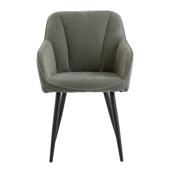 Hazen Mint Green Fabric Dining Chairs With Black Legs In Pair