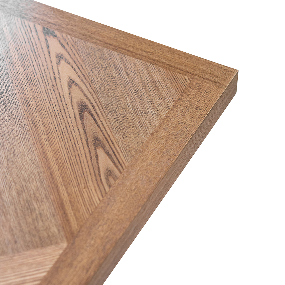 Hazen Oak Veneer Dining Table with Black X-Shaped Legs