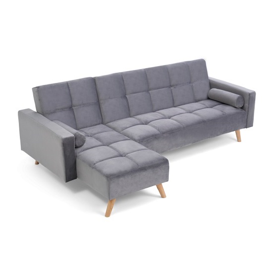 Haddon Velvet Left Hand Facing Chaise Sofa Bed In Grey_3