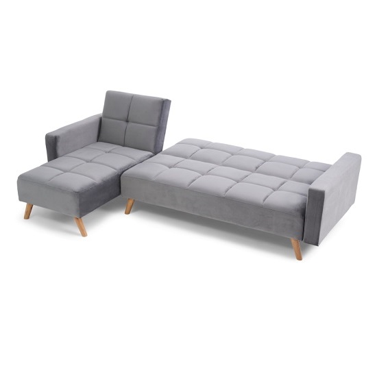 Haddon Velvet Left Hand Facing Chaise Sofa Bed In Grey_5