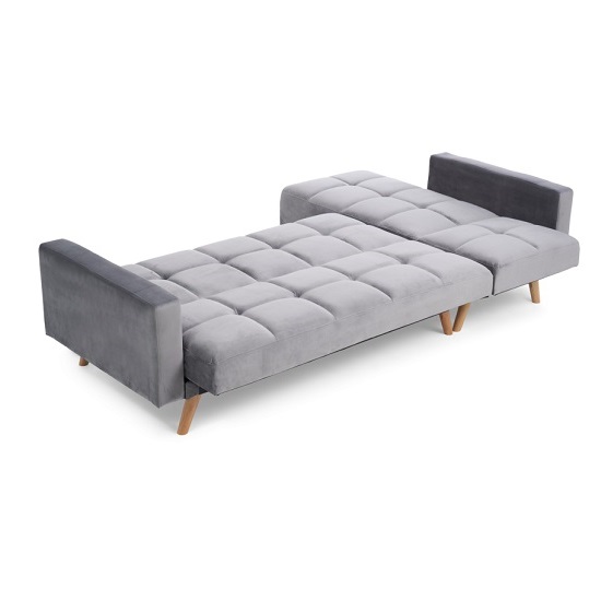 Haddon Velvet Left Hand Facing Chaise Sofa Bed In Grey_6