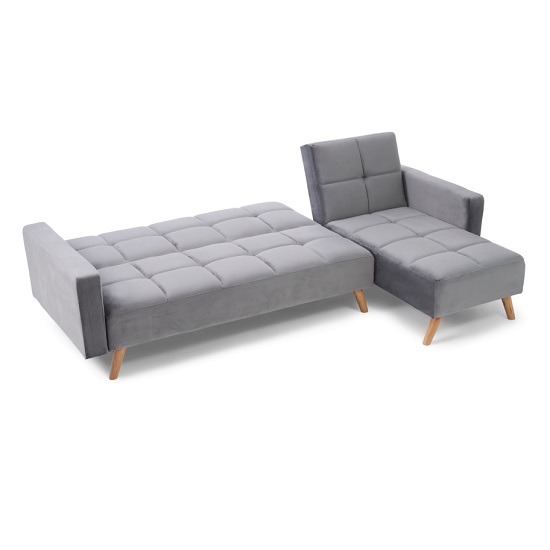 Haddon Velvet Right Hand Facing Chaise Sofa Bed In Grey_5