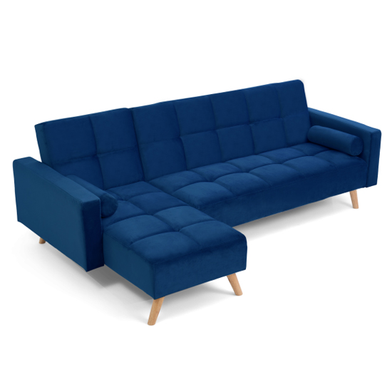 Haddon Velvet Left Hand Facing Chaise Sofa Bed In Blue_4
