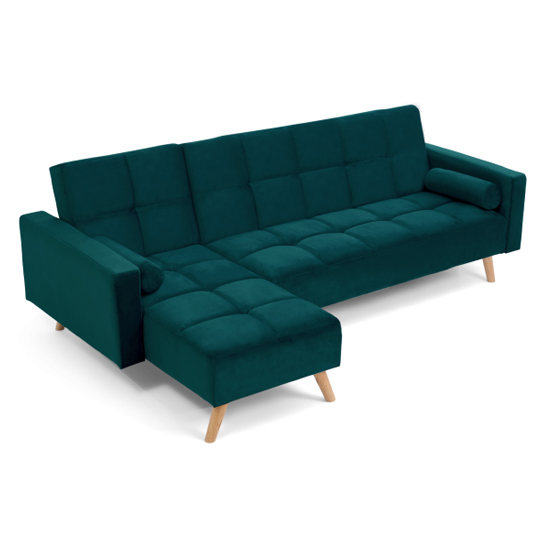Haddon Velvet Left Hand Facing Chaise Sofa Bed In Green_4