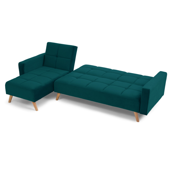 Haddon Velvet Left Hand Facing Chaise Sofa Bed In Green_6