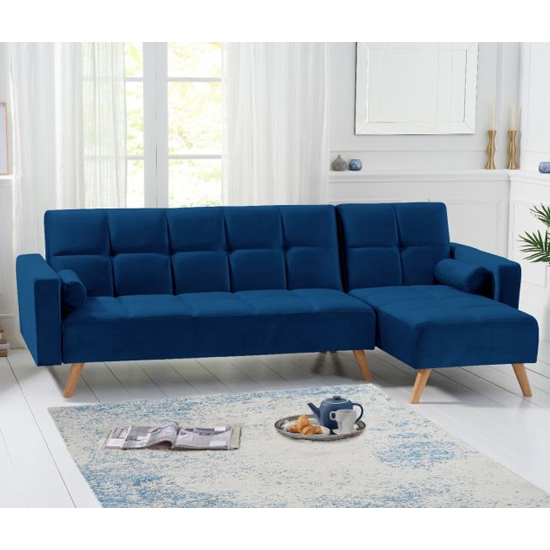 Haddon Velvet Right Hand Facing Chaise Sofa Bed In Blue_2