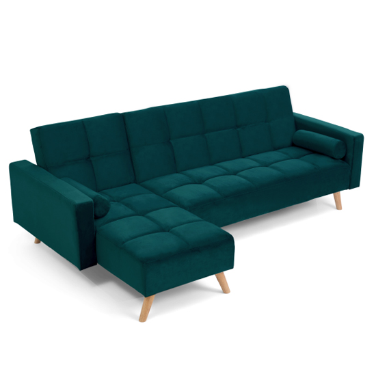 Headon Velvet Right Hand Facing Chaise Sofa Bed In Green FiF