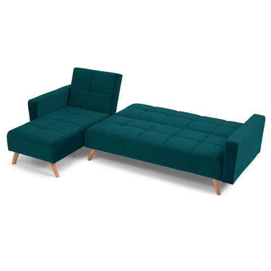 Headon Velvet Right Hand Facing Chaise Sofa Bed In Green FiF