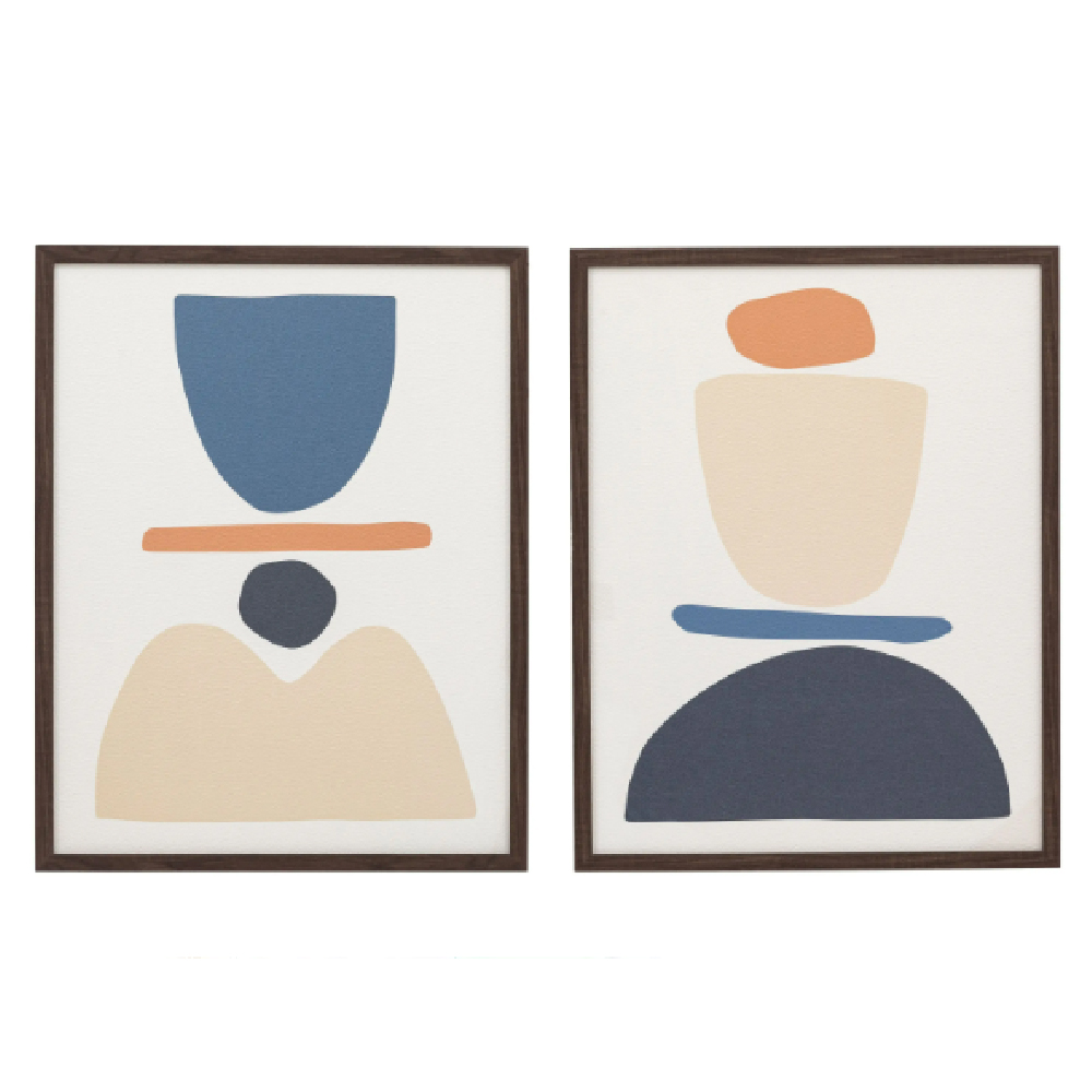 Healdsburg Wooden Set Of 2 Balance Wall Art In Brown Frame