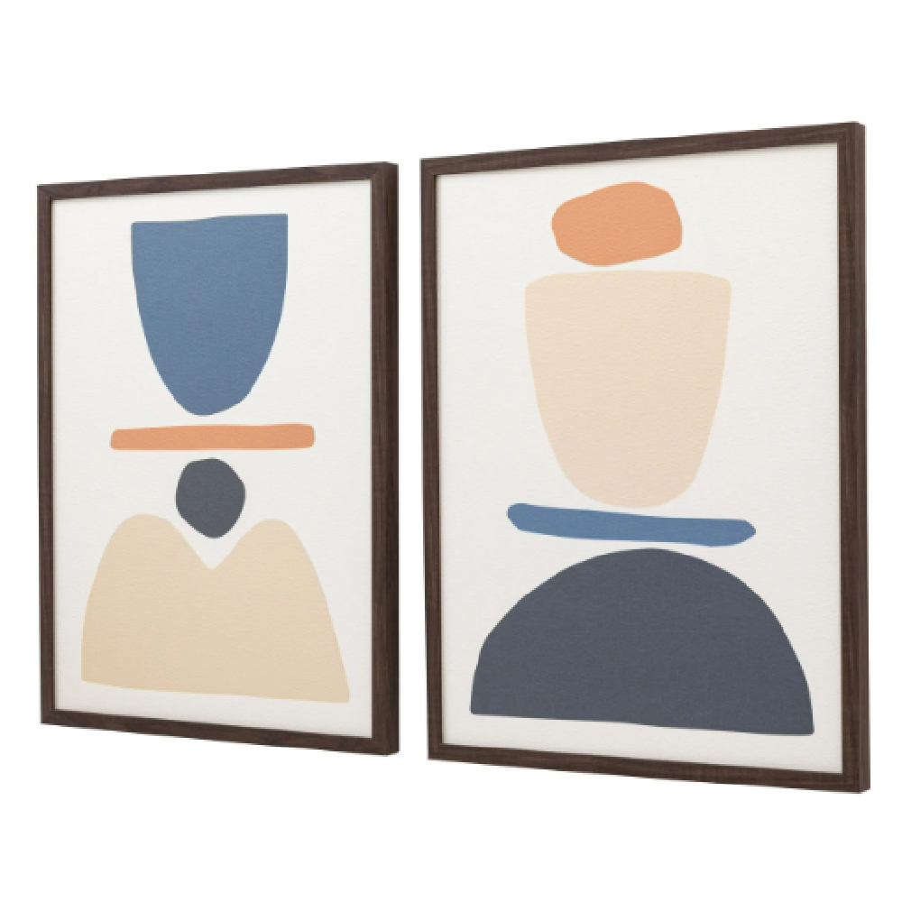 Healdsburg Wooden Set Of 2 Balance Wall Art In Brown Frame