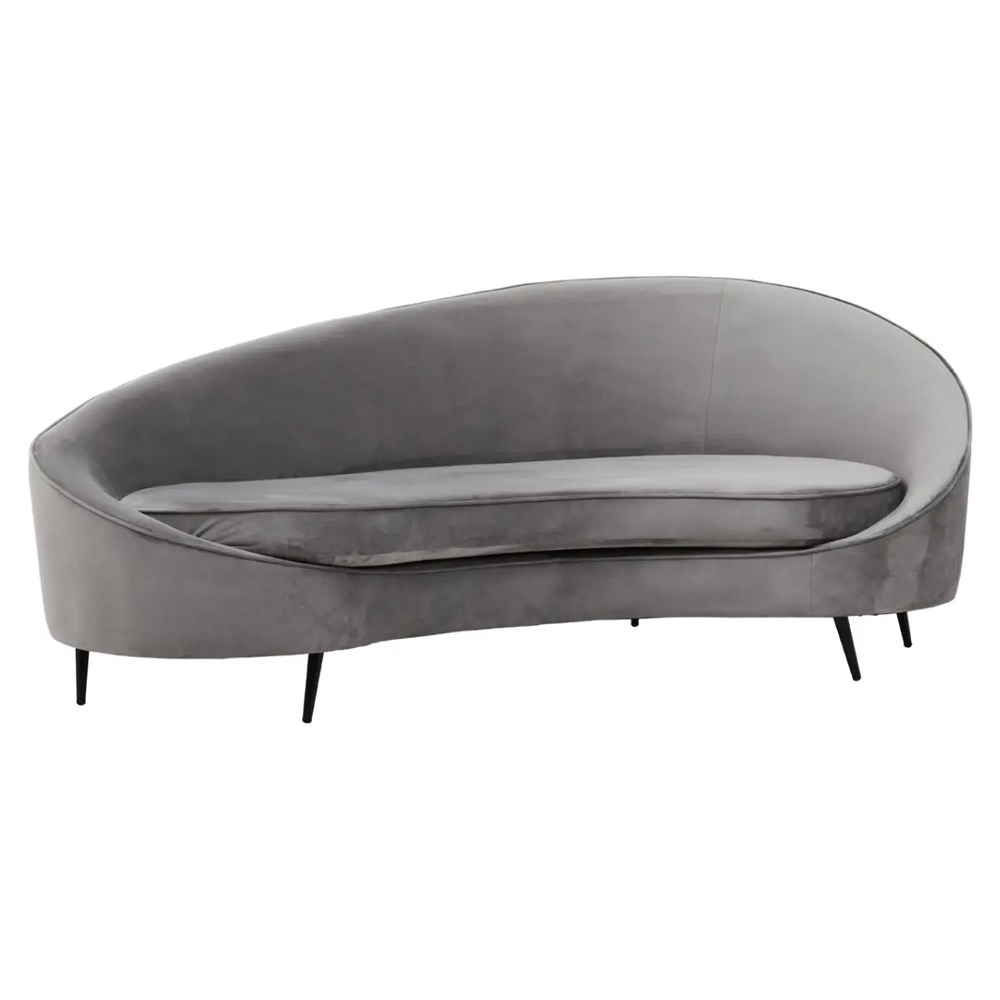Hearne Velvet 3 Seater Sofa In Grey