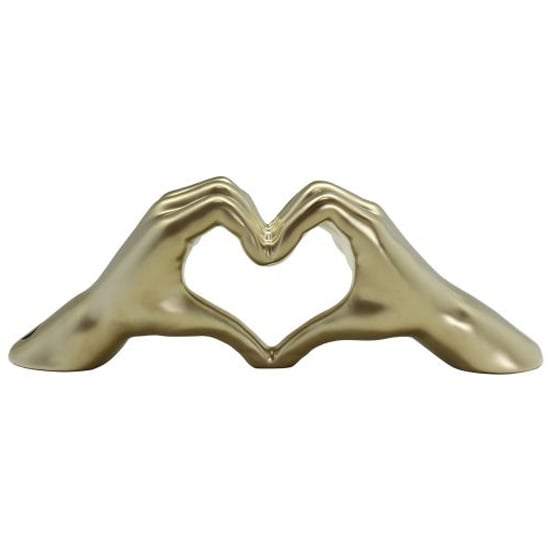 Heart Ceramic Hand Sculpture In Gold