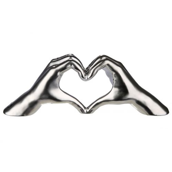 Heart Ceramic Hand Sculpture In Silver_2