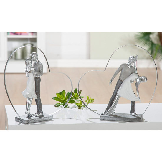 Product photograph of Heart Dancing Poly Set Of 2 Design Sculpture In Antique Silver from Furniture in Fashion