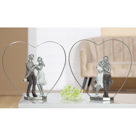 Product photograph of Heart Frame Poly Set Of 2 Design Sculpture In Antique Silver from Furniture in Fashion