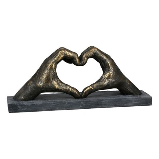 heart of hands poly design sculpture in antique bronze and grey