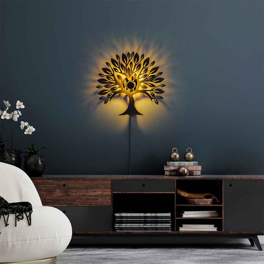 Heart Tree V2 Metal Wall Lamp in Black