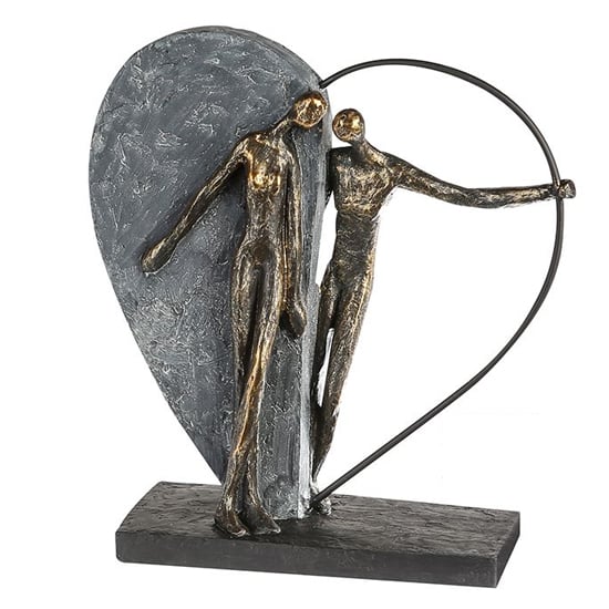 Product photograph of Heartbeat Poly Design Sculpture In Antique Bronze And Grey from Furniture in Fashion