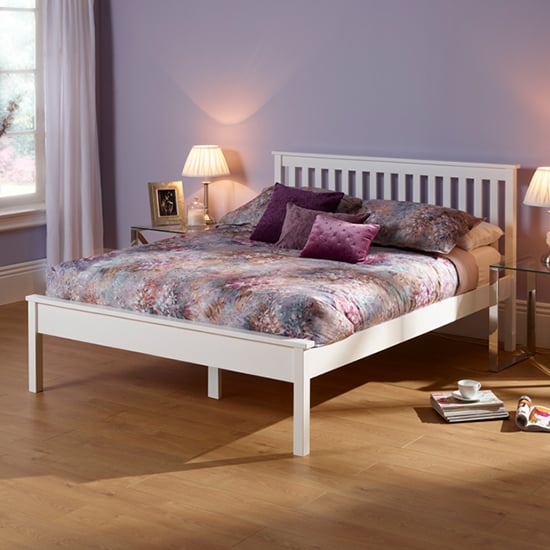 Heather Hevea Wooden Double Bed In Opal White_1