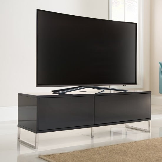 Photo of Heather tv stand in black gloss with 1 flip door