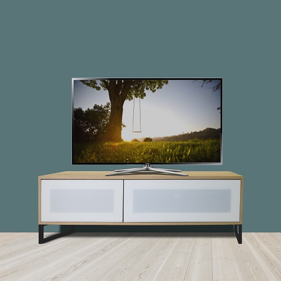 Heather TV Stand In Light Oak With Flip Down Door_4
