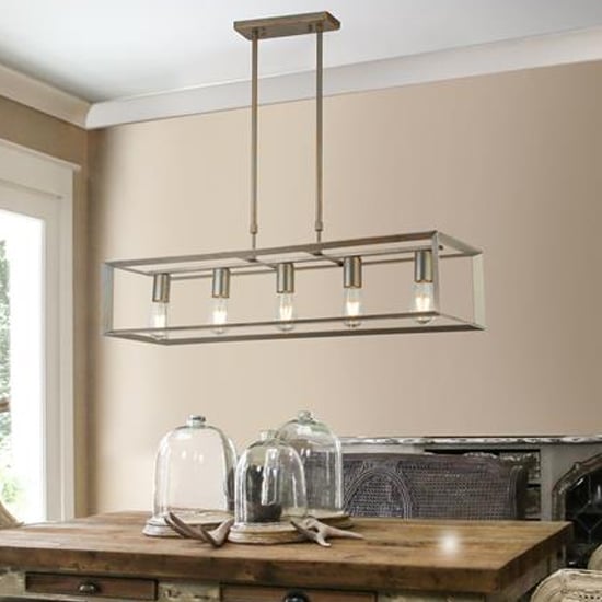 Read more about Heaton 5 lights pendant light in brushed silver and gold