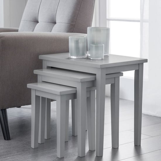 Read more about Cadee wooden set of 3 nest of tables in lajitar grey lacquer