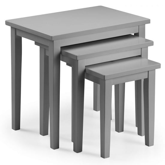 Cadee Wooden Set Of 3 Nest of Tables In Lajitar Grey Lacquer