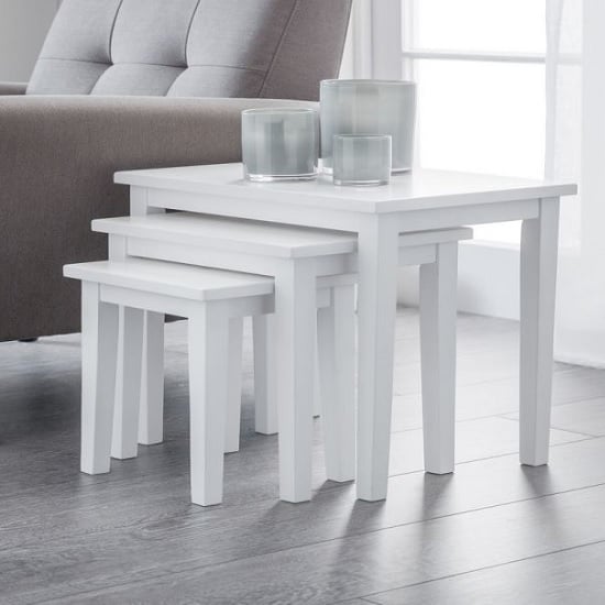 Product photograph of Cadee Wooden Set Of 3 Nest Of Tables In White from Furniture in Fashion