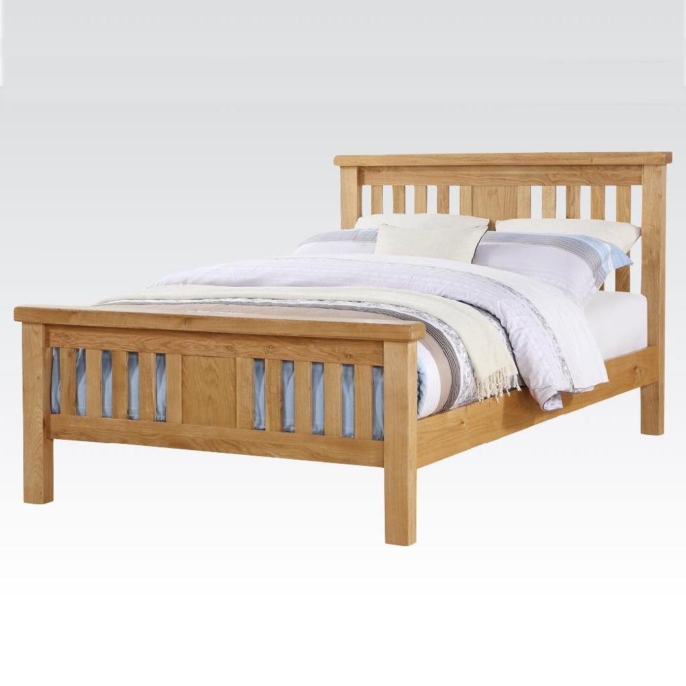 Heaton Wooden High Foot End Super King Size Bed In Oak