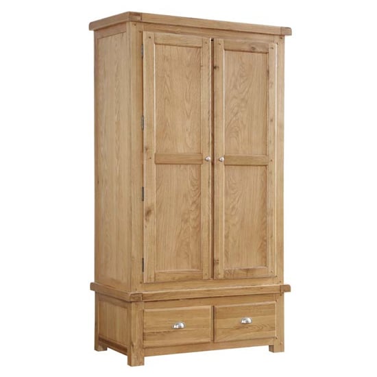 Product photograph of Heaton Wooden Wardrobe In Oak With 2 Doors And 2 Drawers from Furniture in Fashion