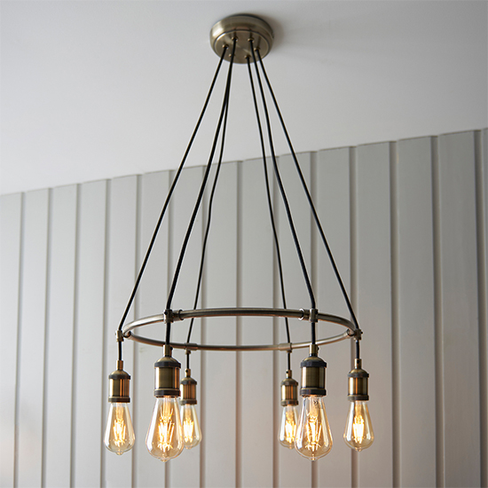 Product photograph of Hebi 6 Lights Ceiling Pendant Light In Antique Brass from Furniture in Fashion