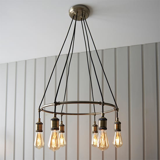 Photo of Hebi 6 lights ceiling pendant light in antique brass