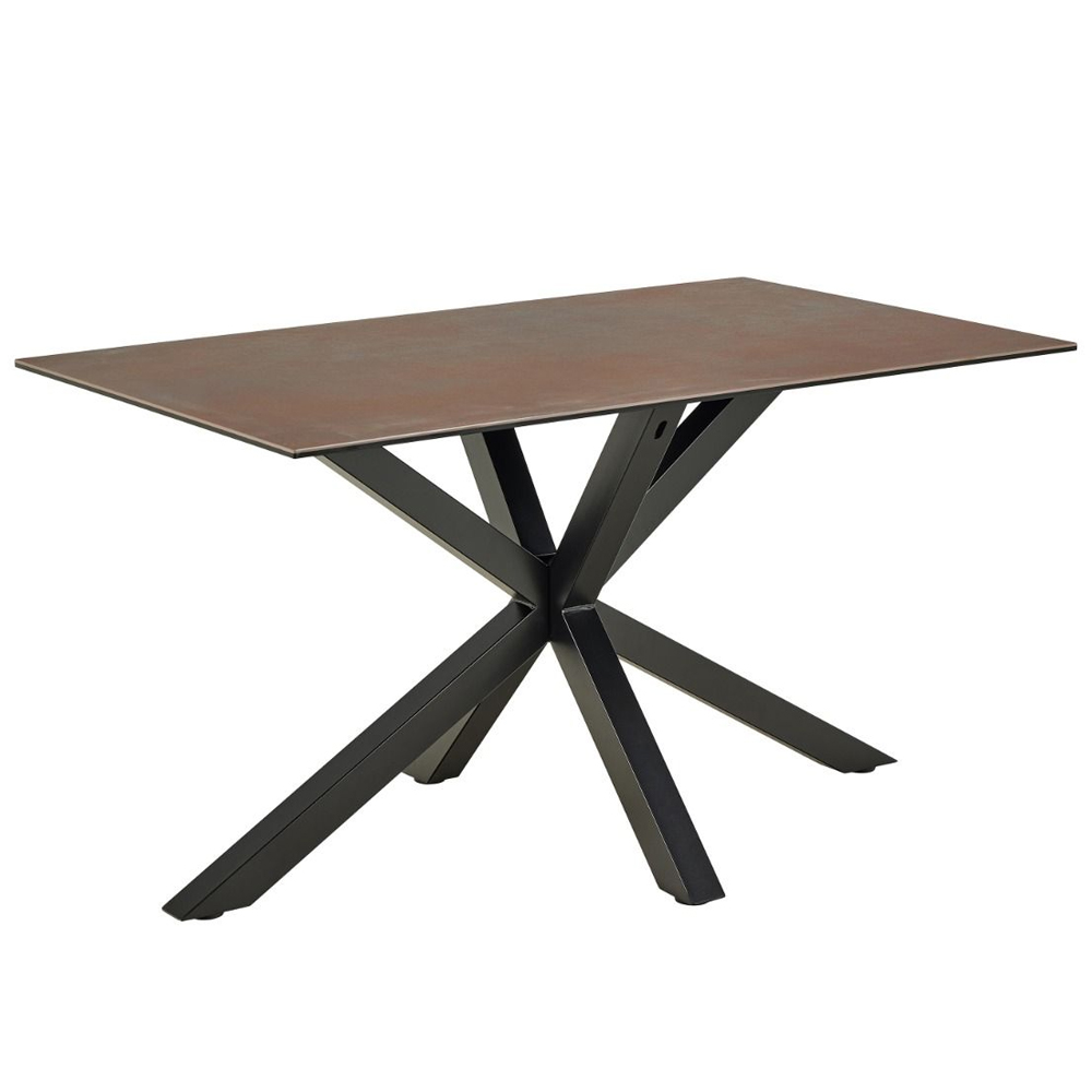 Hebron Ceramic Dining Table With 4 Downey Beige Chairs In Brown