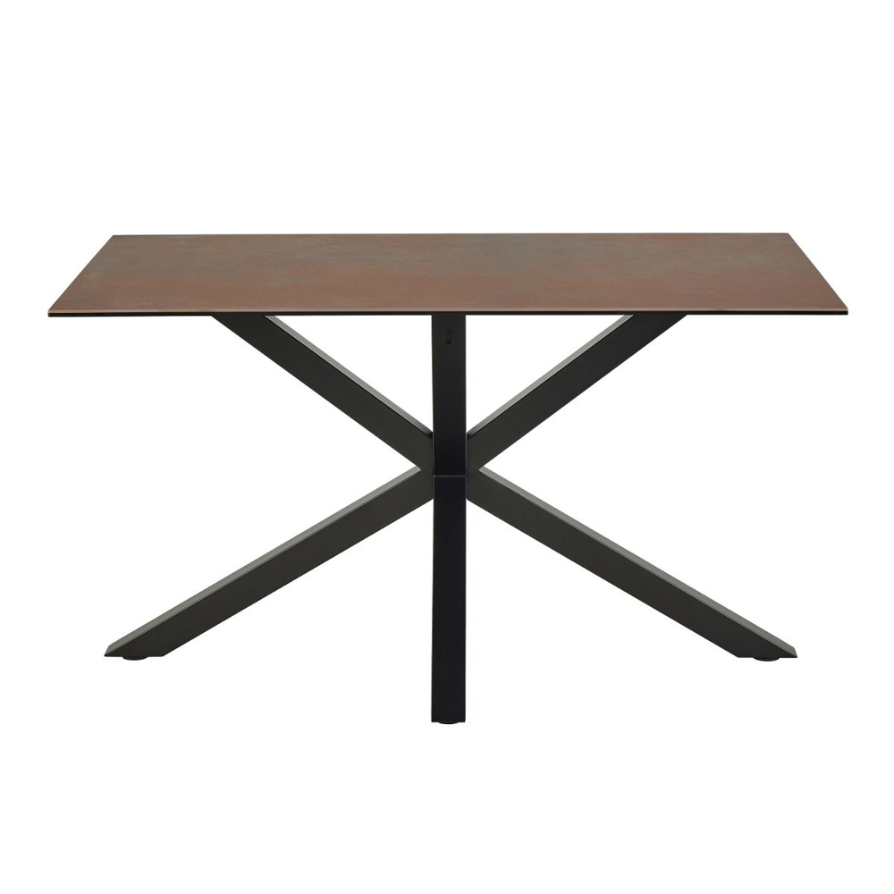 Hebron Ceramic Dining Table With 4 Downey Beige Chairs In Brown