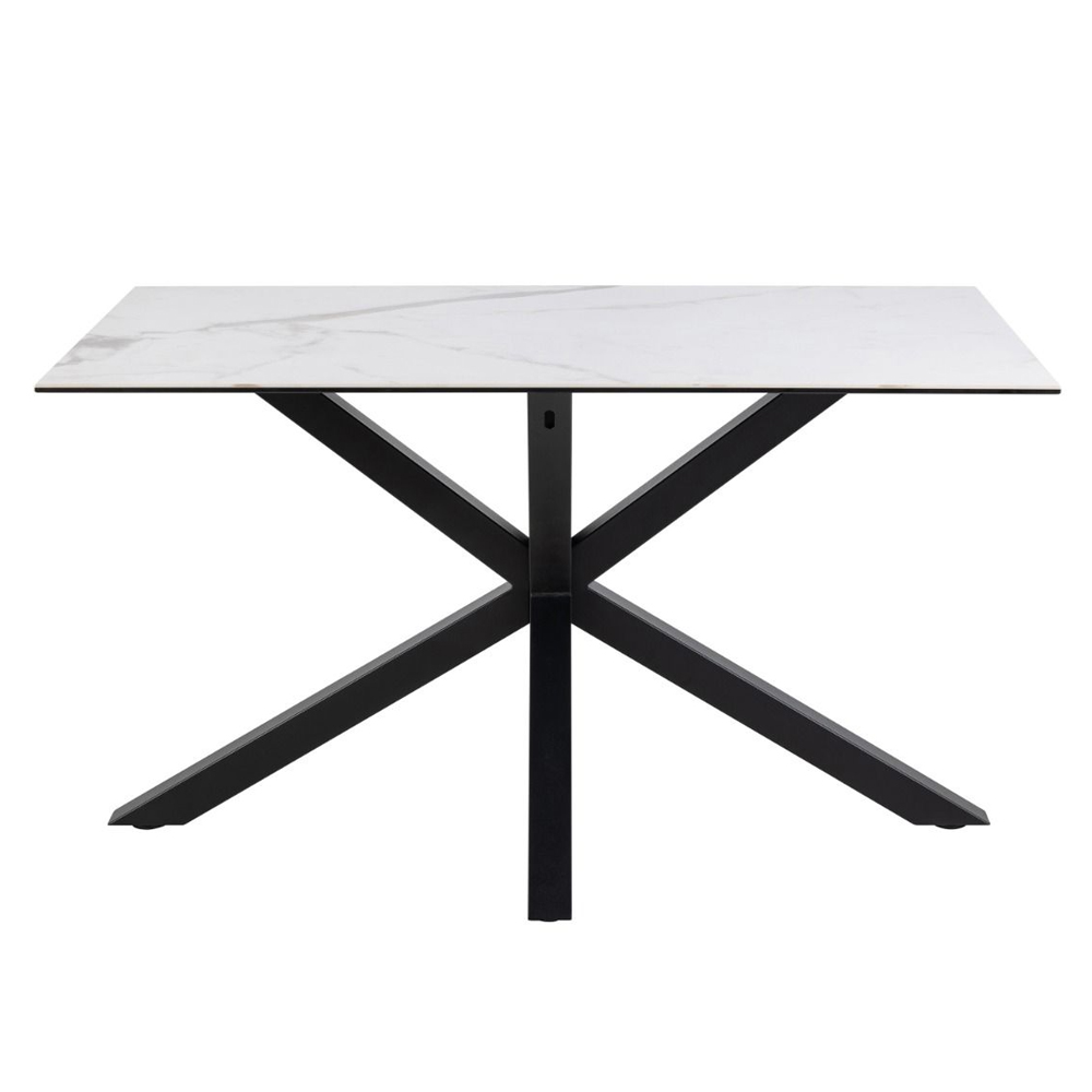Hebron Ceramic Dining Table With 4 Downey Beige Chairs In White