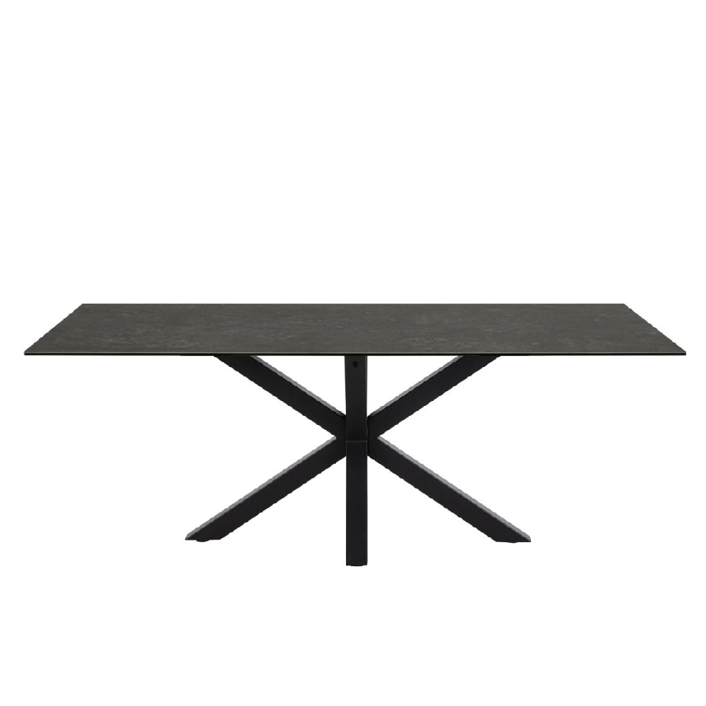 Hebron Ceramic Dining Table With Metal Base In Black