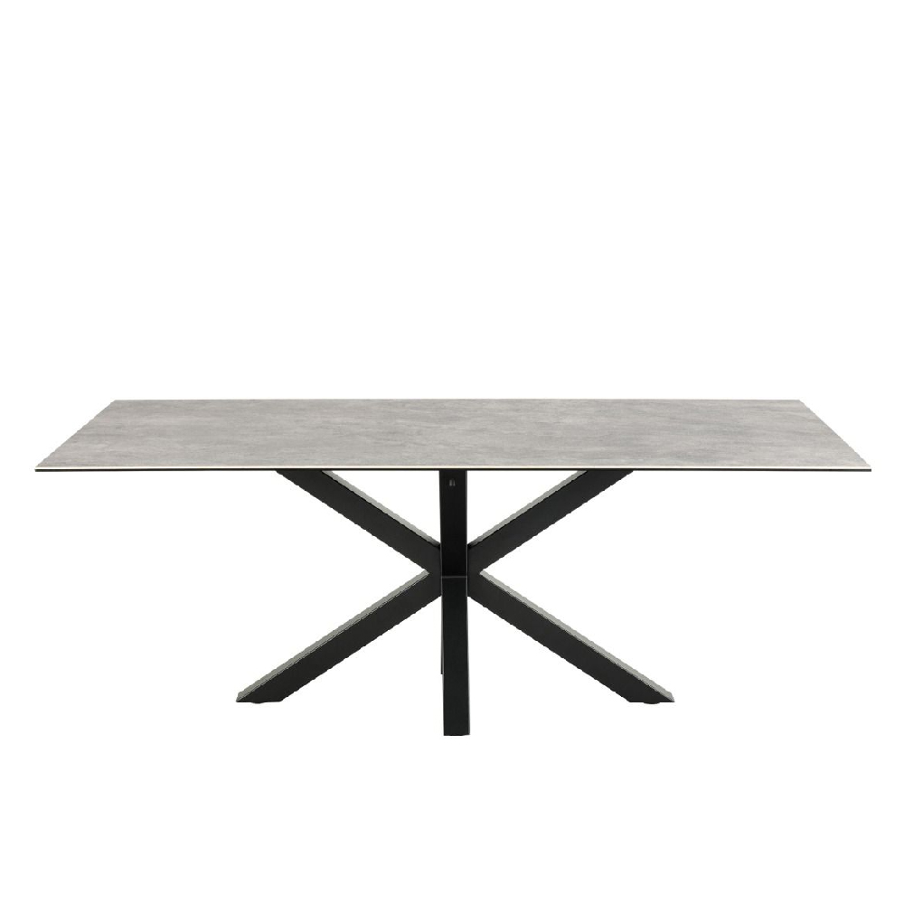 Hebron Ceramic Dining Table With Metal Base In Grey
