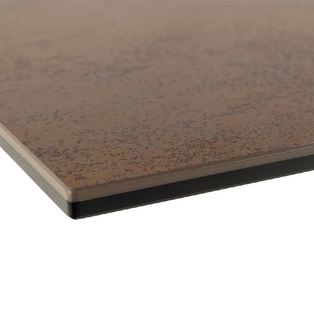 Hebron Ceramic Dining Table With Metal Base In Rusty Brown