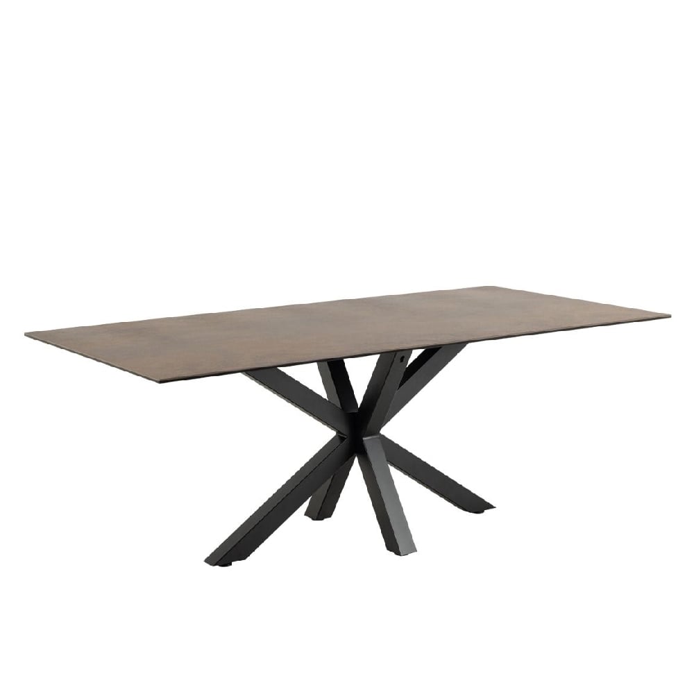 Read more about Hebron ceramic dining table with metal base in rusty brown