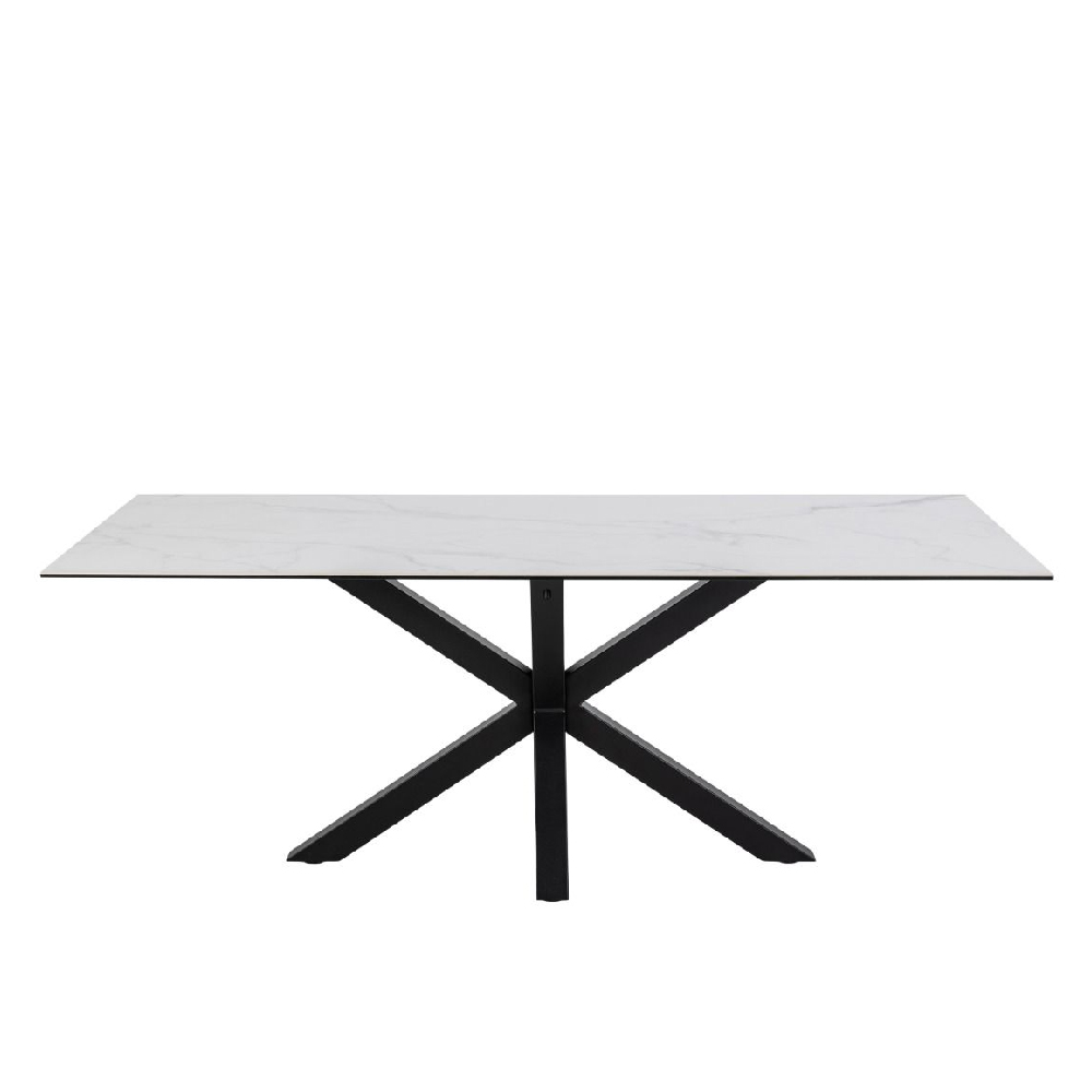 Hebron Ceramic Dining Table With Metal Base In White
