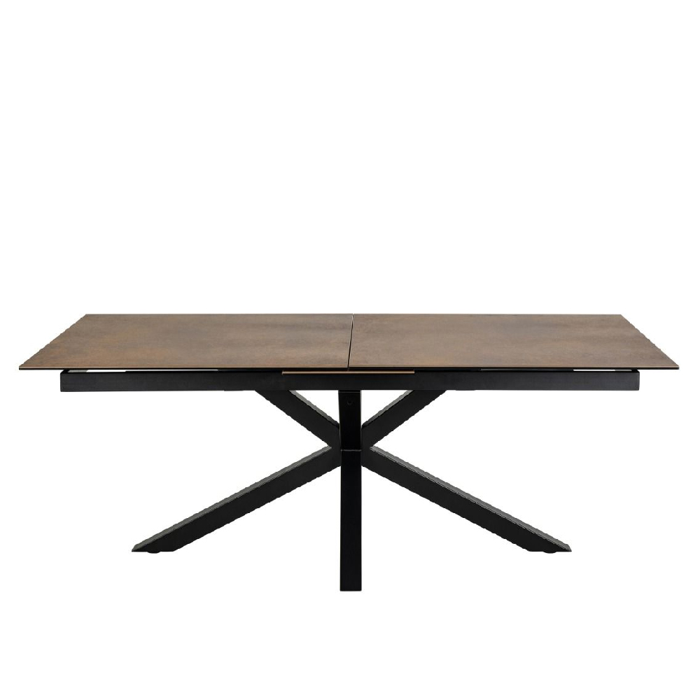 Hebron Ceramic Large Extending Dining Table In Rusty Brown