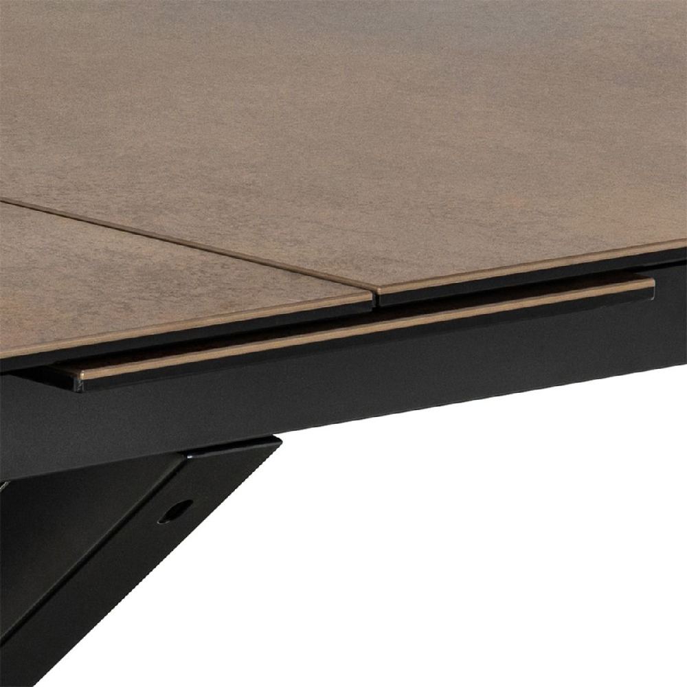 Hebron Ceramic Large Extending Dining Table In Rusty Brown
