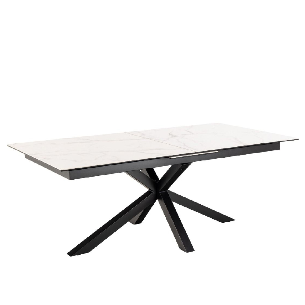Hebron Ceramic Large Extending Dining Table In White