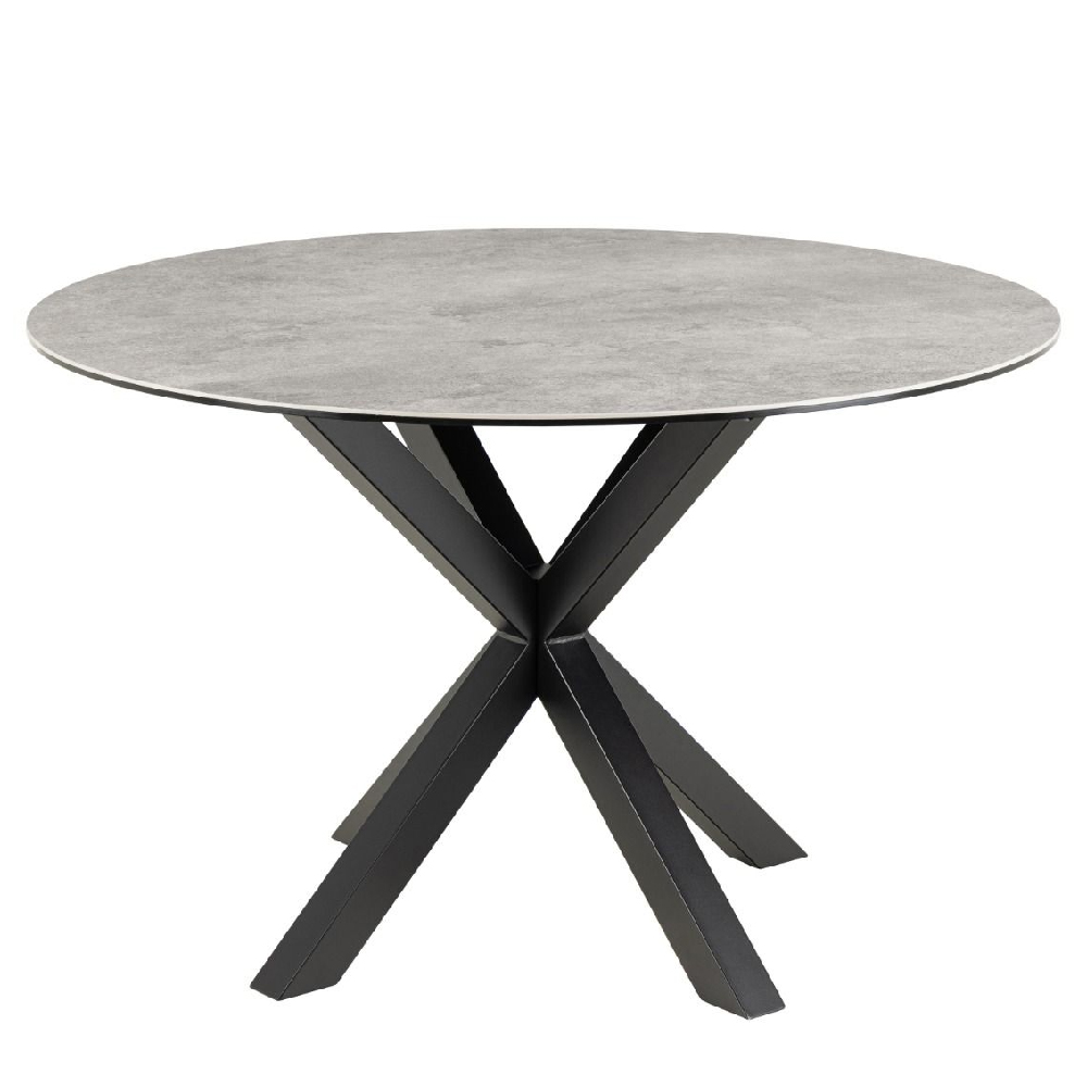 Read more about Hebron ceramic round dining table with metal base in grey