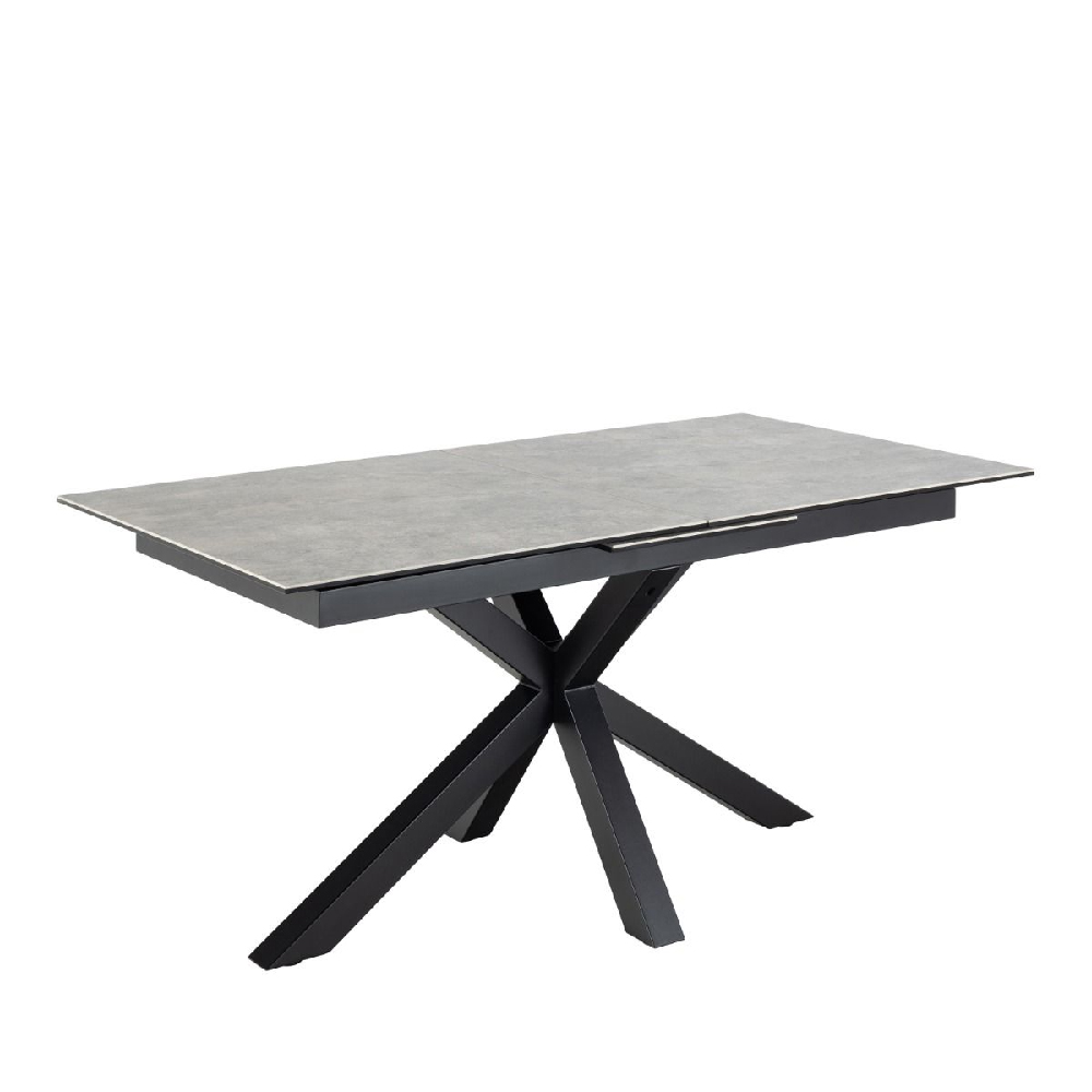 Hebron Ceramic Small Extending Dining Table In Grey